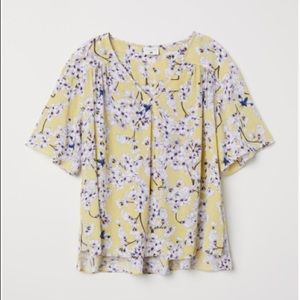 H&M Yellow Floral Print Blouse - Size 6